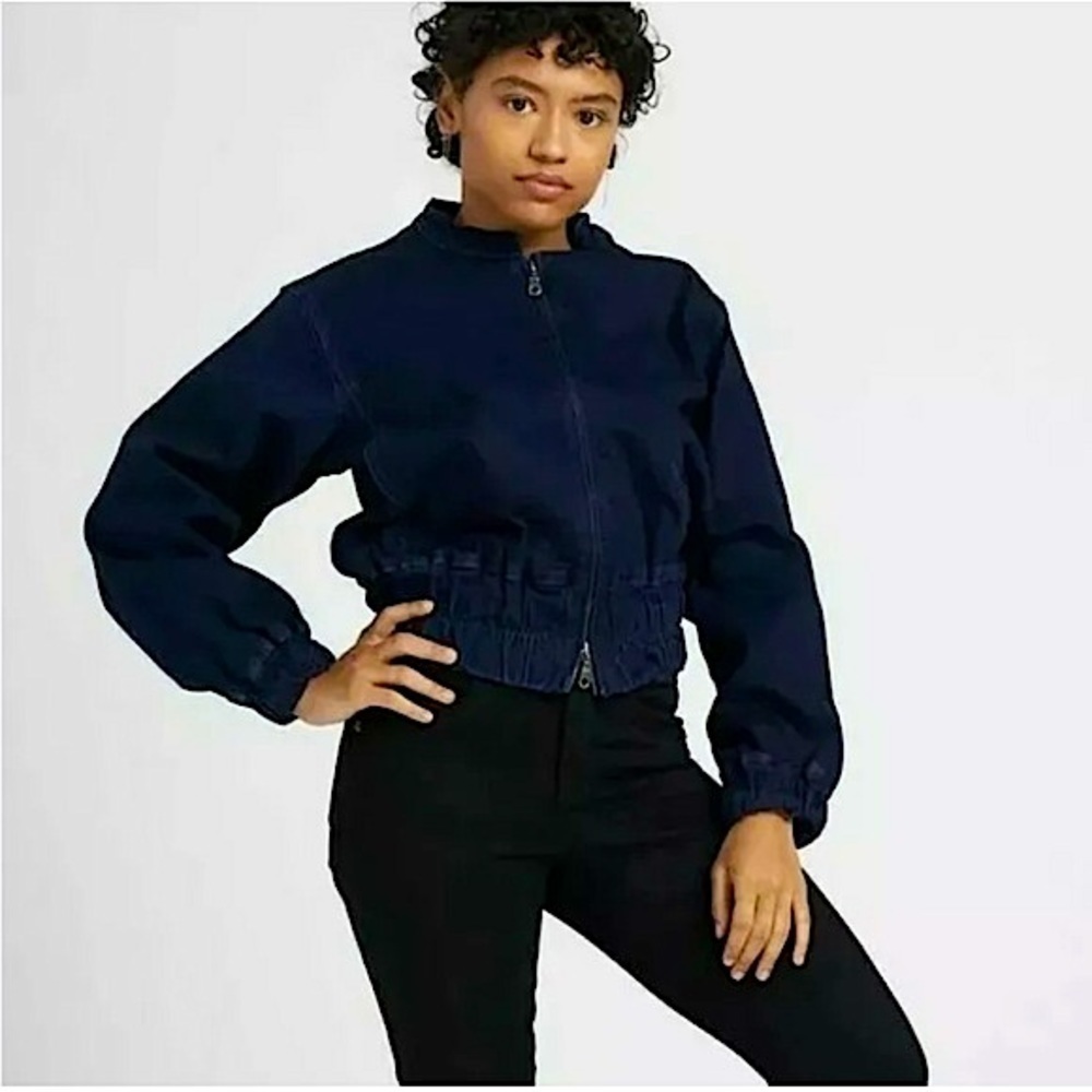 Universal Standard Denim Bomber Jacket Size 14 Blue Marilyn NEW Capsule